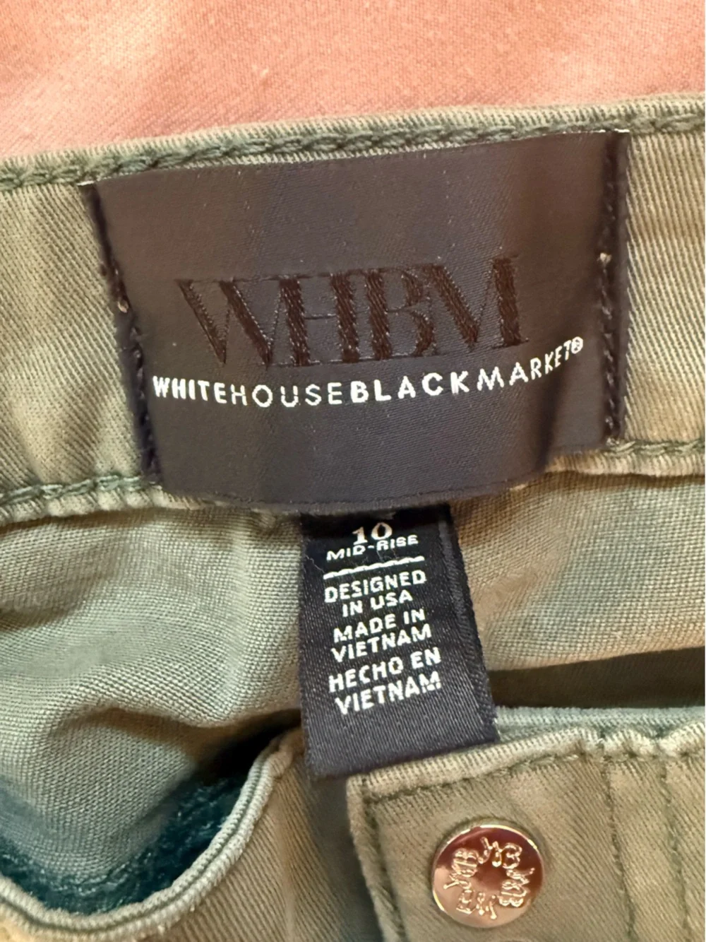 White House Black Market Olive Mid-Rise Straight Crop Pants Size 10 - Picture 5 of 10